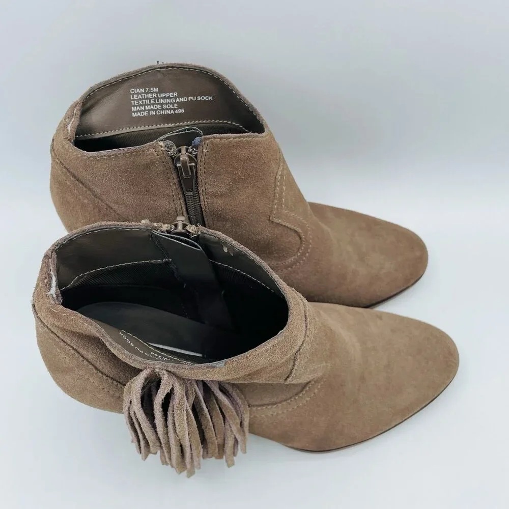 Steve Madden Shoes Womens 7.5 M Brown Suede Leather Cian Bootie Western Fringe